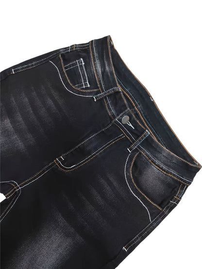Women's Mid-Rise Flare Jeans - Black Embroidered – view 10