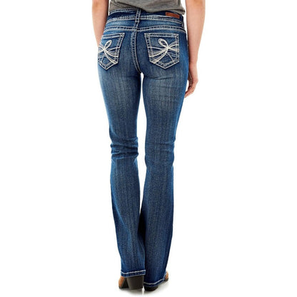 Women's Mid-Rise Flare Jeans - Deep Blue Stretch detail view