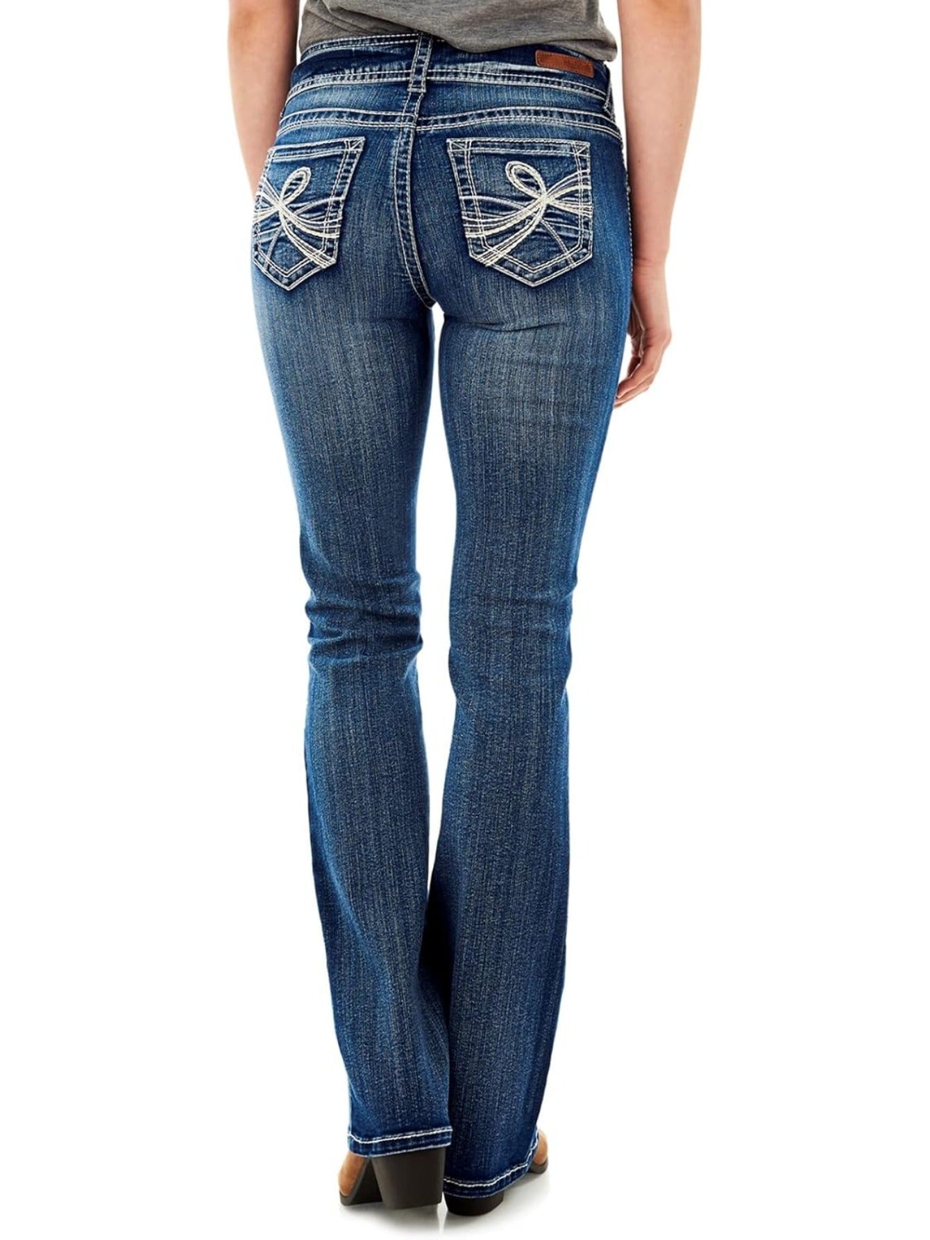 Women's Mid-Rise Flare Jeans - Deep Blue Stretch detail view