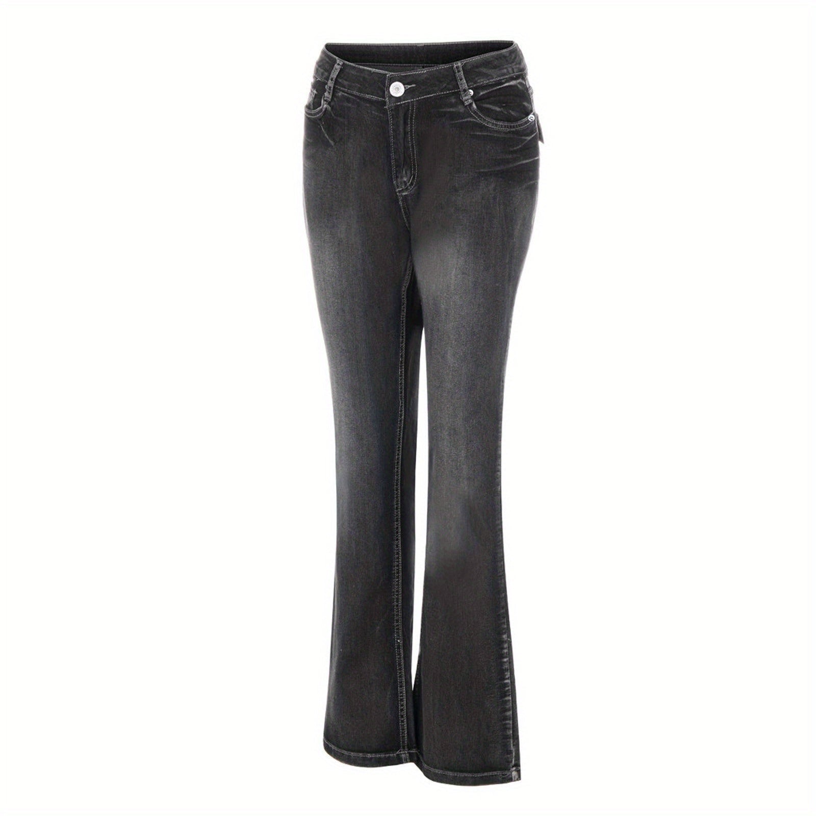 Women's Mid-Rise Flare Jeans - Deep Blue Stretch All-Season detail view
