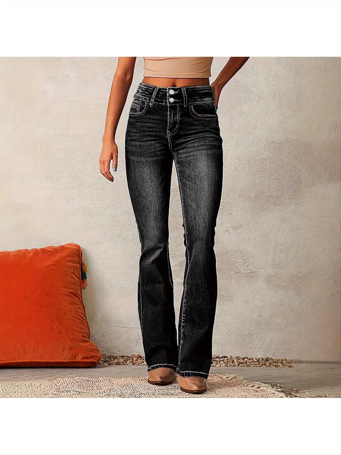 Women's Mid-Rise Flare Jeans - Light Blue detail view