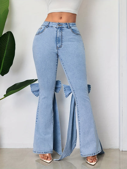 Women's Mid-Rise Flare Jeans - Light Blue Vintage Wash detail view