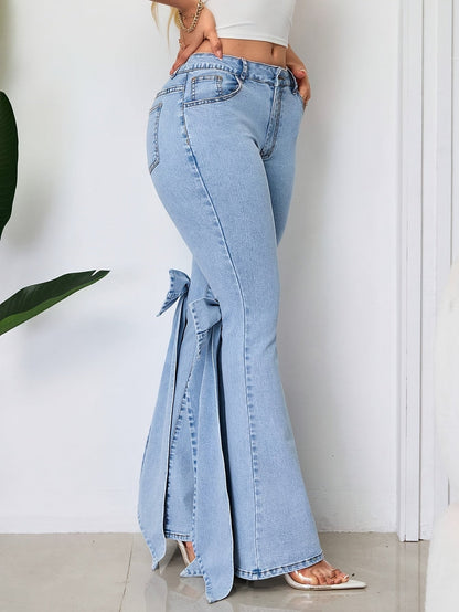 Women's Mid-Rise Flare Jeans - Light Blue Vintage Wash detail view