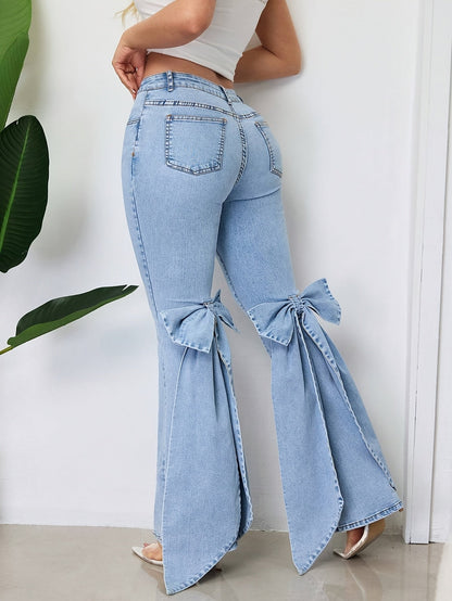 Women's Mid-Rise Flare Jeans - Light Blue Vintage Wash detail view