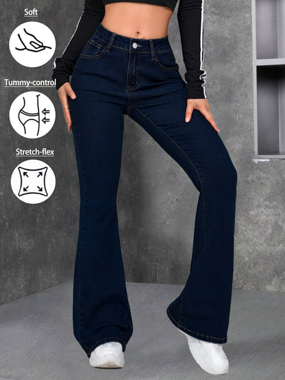 Women's Mid-Rise Flare Jeans - Medium Blue Stretch detail view