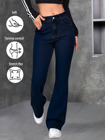 Women's Mid-Rise Flare Jeans - Medium Blue Stretch detail view