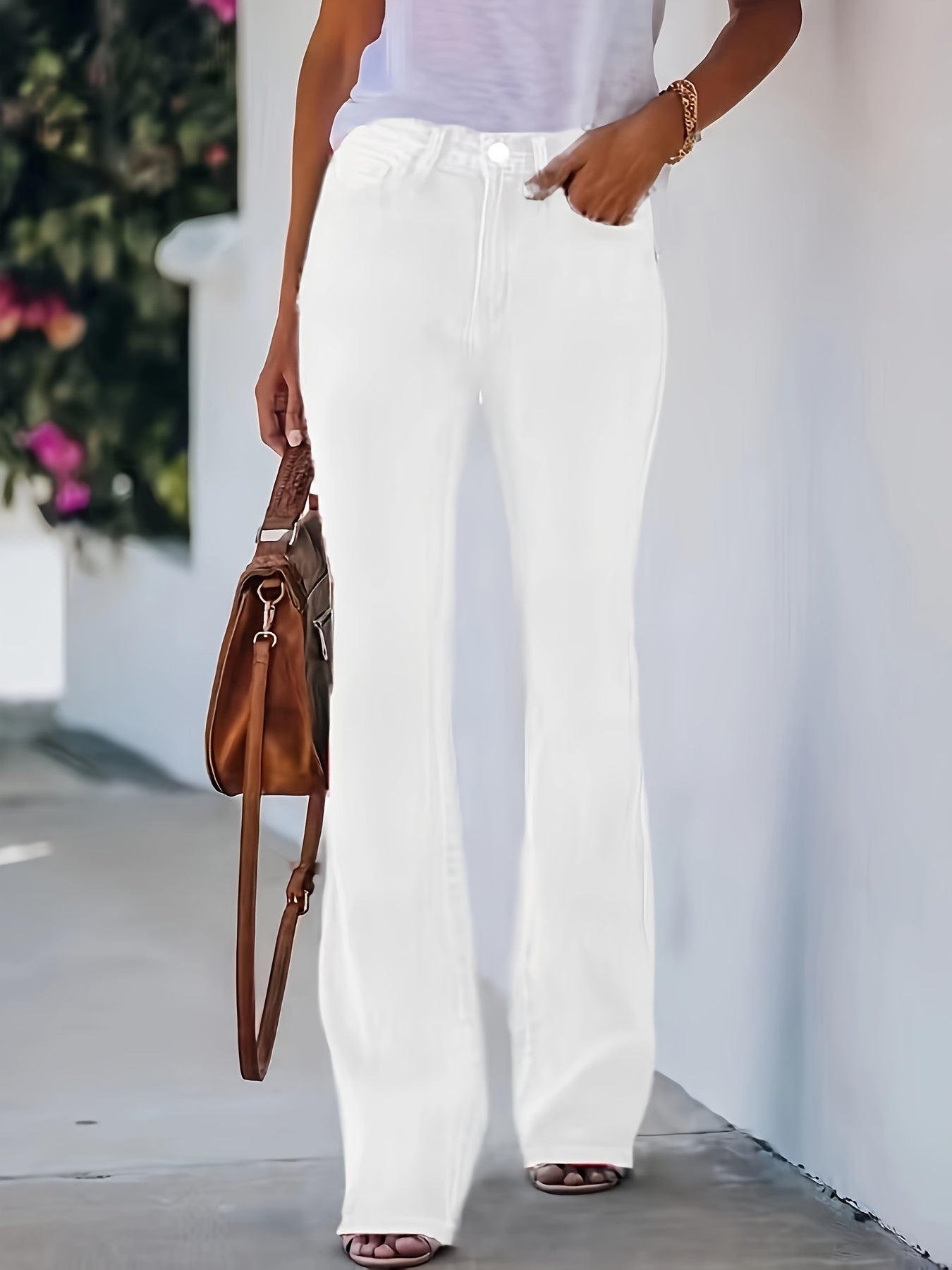 Women's Mid-Rise Flare Jeans - Red Pocket Detail Stretch detail view