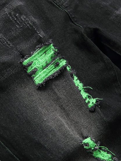 Women's Mid-Rise Jeans - Black Distressed Stretch – view 13
