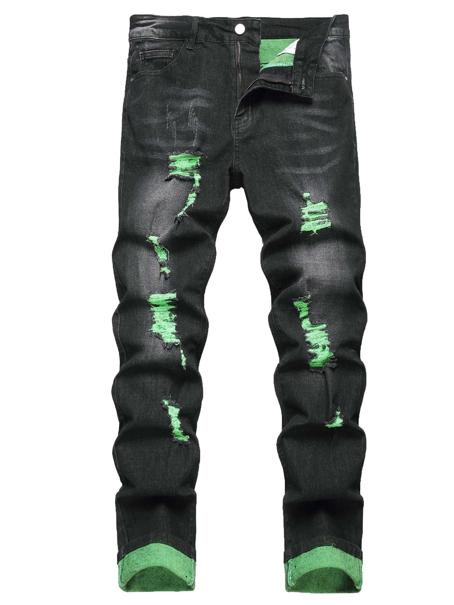 Women's Mid-Rise Jeans - Black Distressed Stretch – view 18