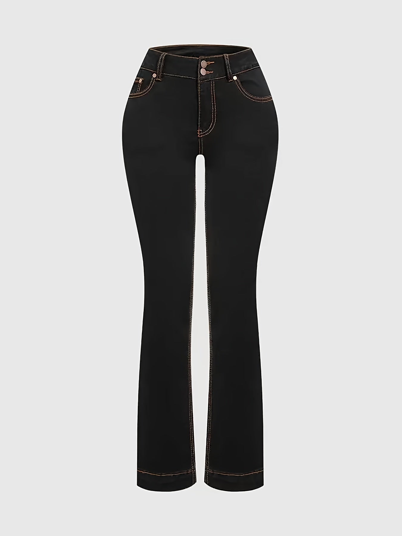 Women's Mid-Rise Jeans - Black Pocket Detail Stretch detail view