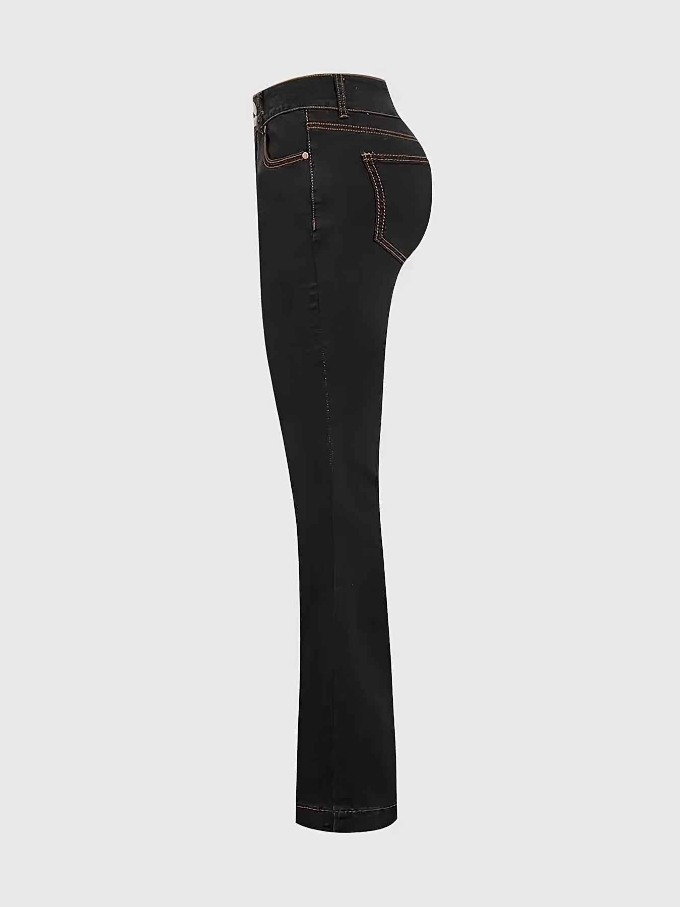 Women's Mid-Rise Jeans - Black Pocket Detail Stretch detail view