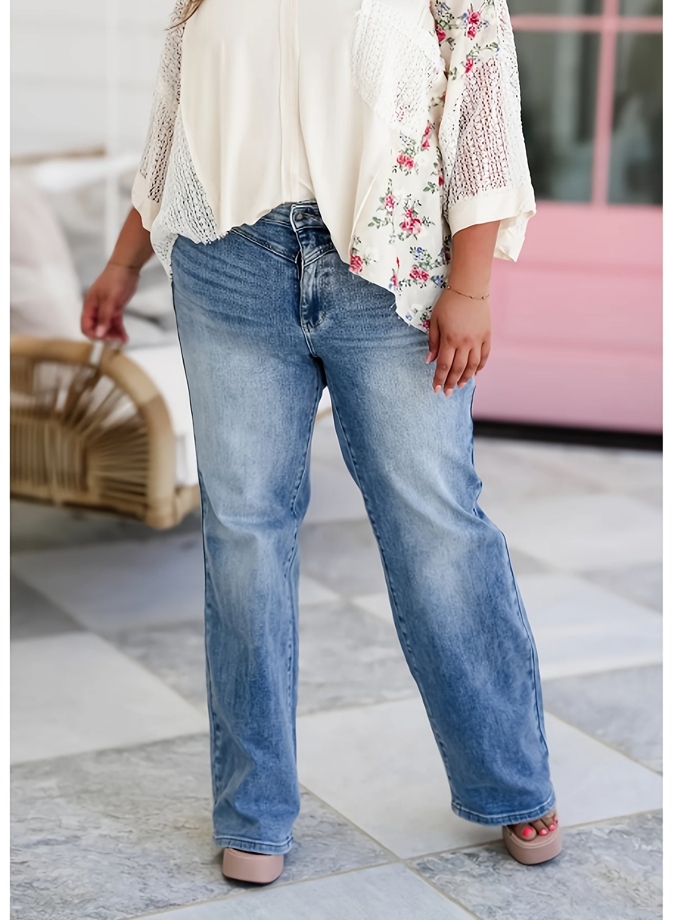 Women's Mid-Rise Jeans - Medium Blue detail view