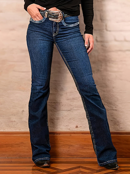 Women's Mid-Rise Jeans - Medium Blue Embroidered Stretch detail view