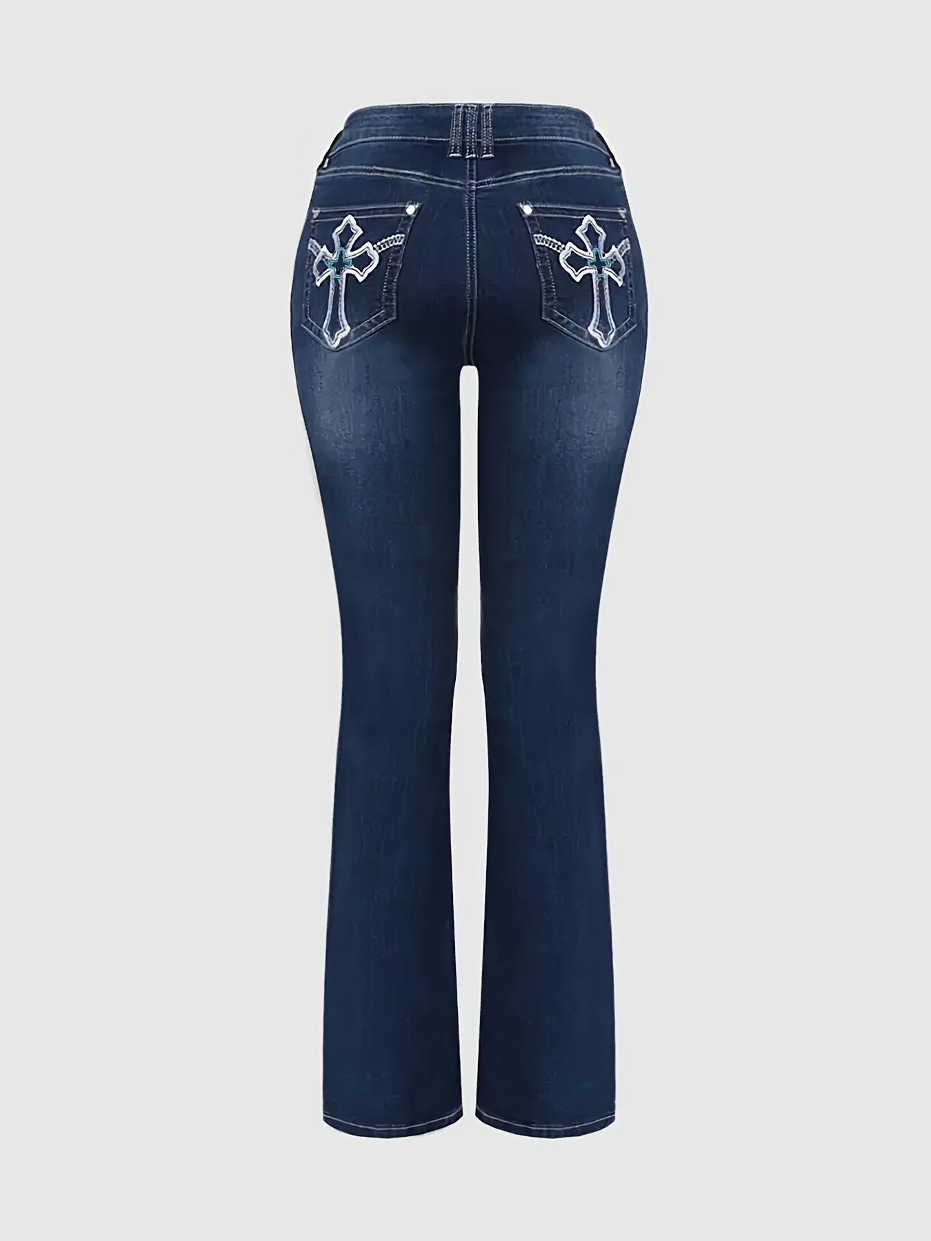 Women's Mid-Rise Jeans - Medium Blue Embroidered Stretch detail view
