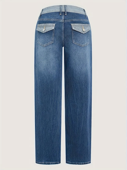 Women's Mid-Rise Jeans - Medium Blue Vintage Wash Patchwork detail view