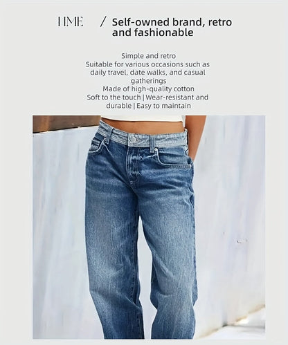 Women's Mid-Rise Jeans - Medium Blue Vintage Wash Patchwork detail view