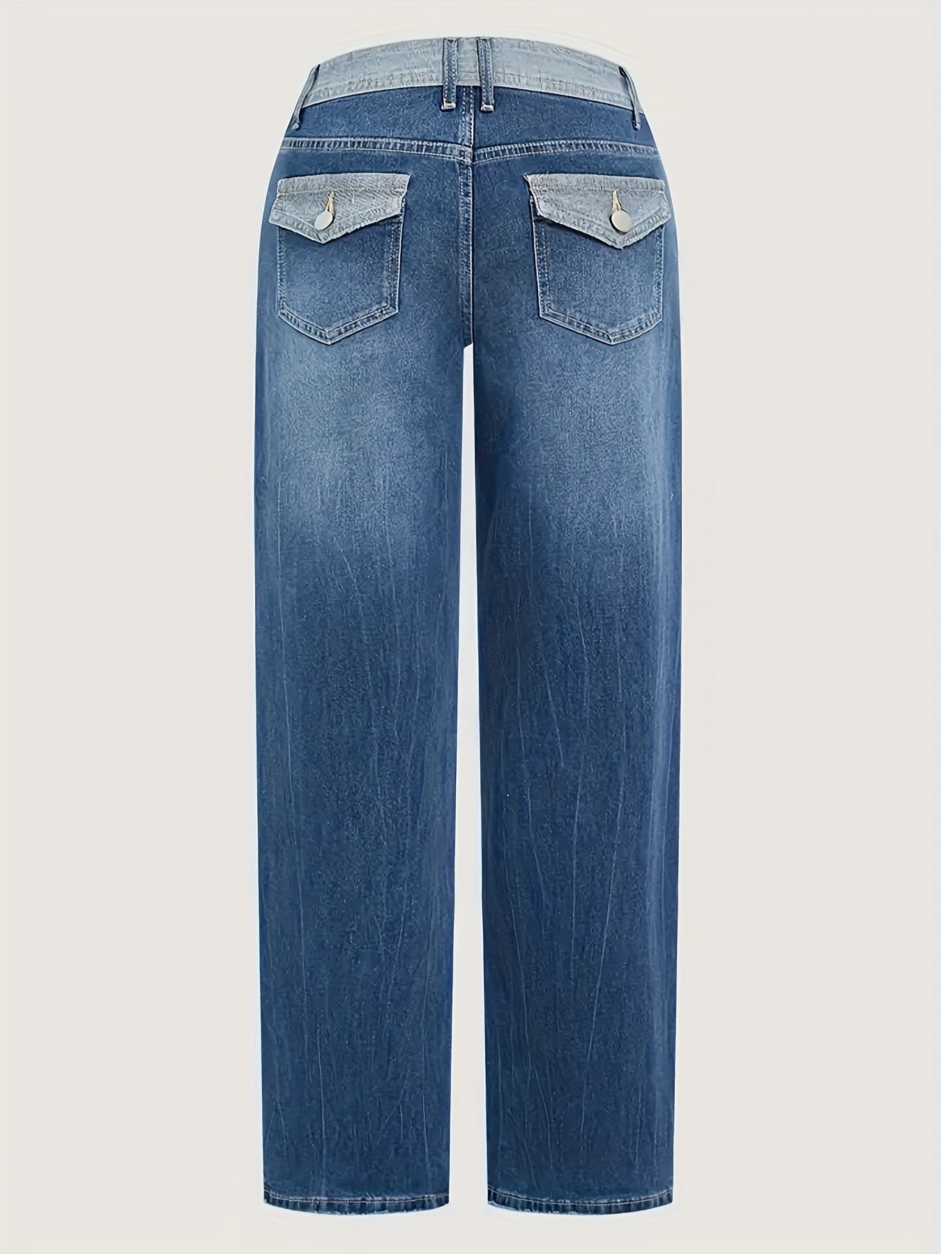 Women's Mid-Rise Jeans - Medium Blue Vintage Wash Patchwork detail view