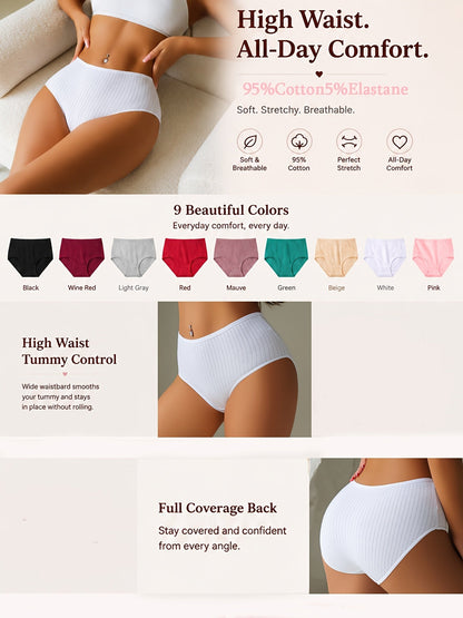 Women's Mid-Rise Seamless Briefs - Ribbed Everyday Comfort – view 3