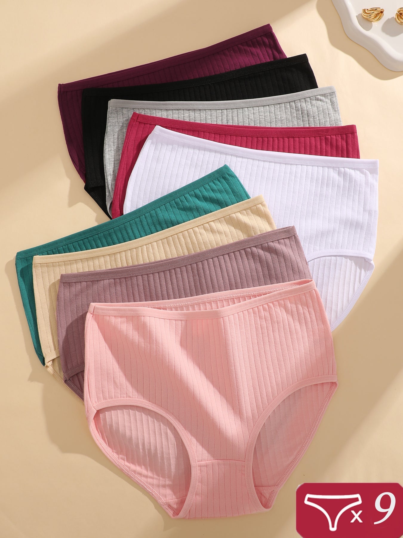 Women's Mid-Rise Seamless Briefs - Ribbed Everyday Comfort – view 5