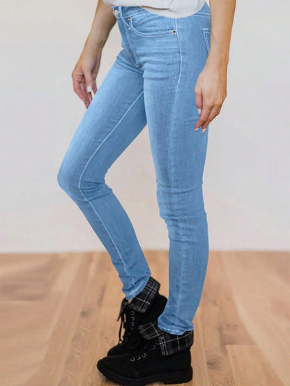 Women's Mid-Rise Skinny Jeans - Black Pocket Detail Stretch detail view