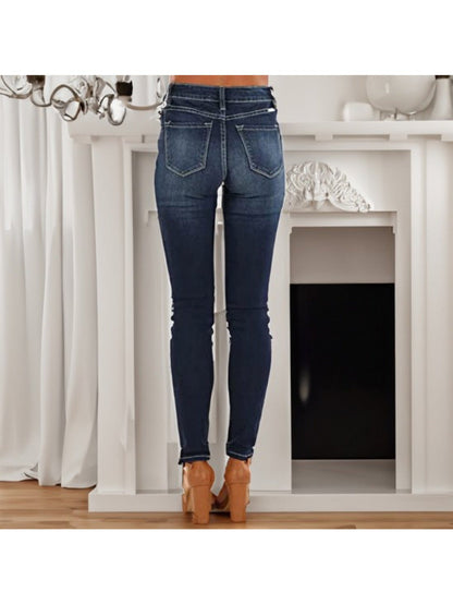 Women's Mid-Rise Skinny Jeans - Black Pocket Detail Stretch detail view