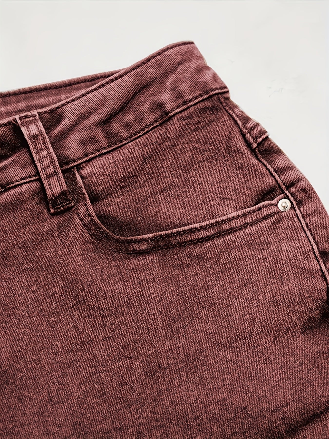 Women's Mid-Rise Skinny Jeans - Brick Red detail view