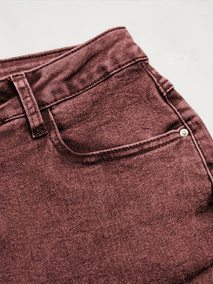 Women's Mid-Rise Skinny Jeans - Brick Red detail view