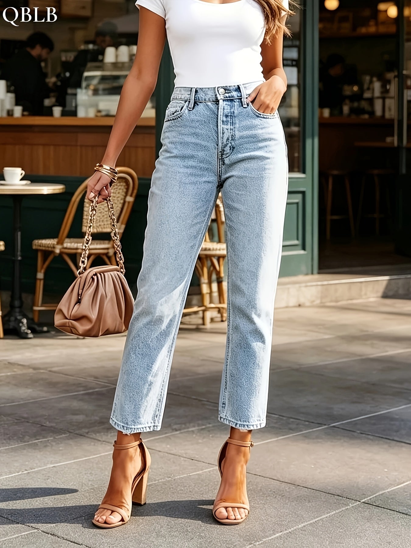Women's Mid-Rise Skinny Jeans - Light Blue Casual detail view