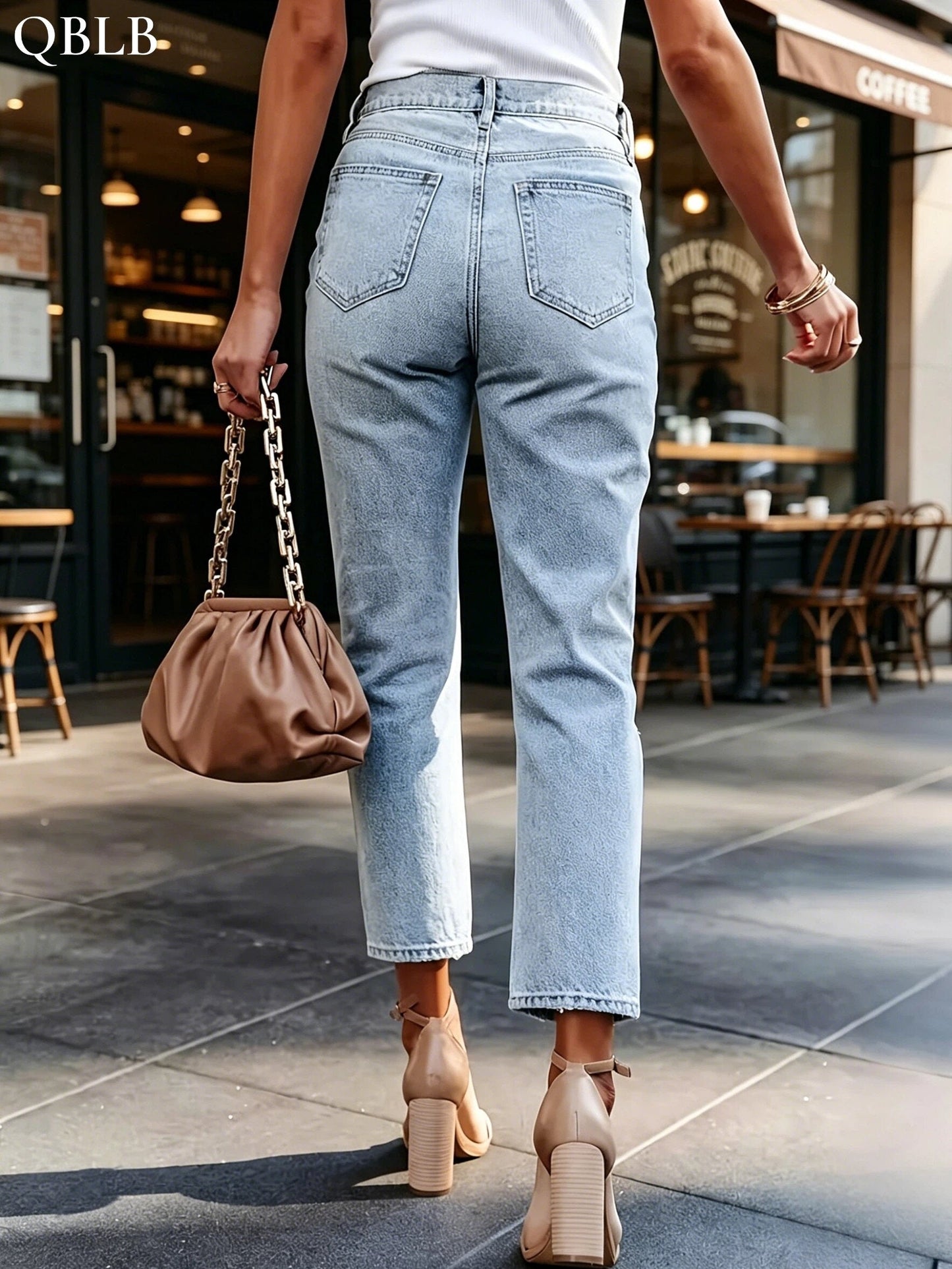 Women's Mid-Rise Skinny Jeans - Light Blue Casual detail view