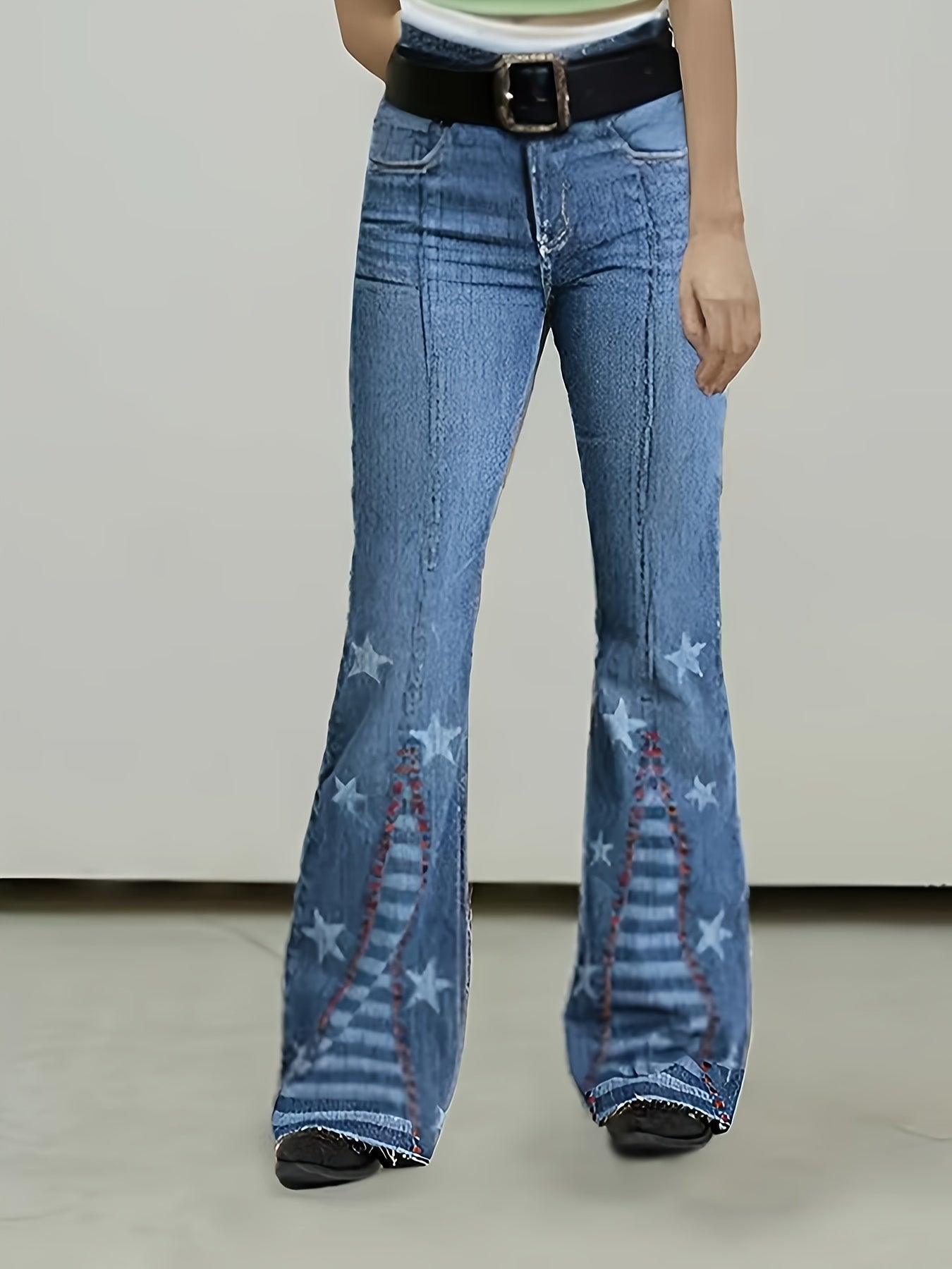 Women's Mid-Rise Skinny Jeans - Royal Blue Patchwork detail view
