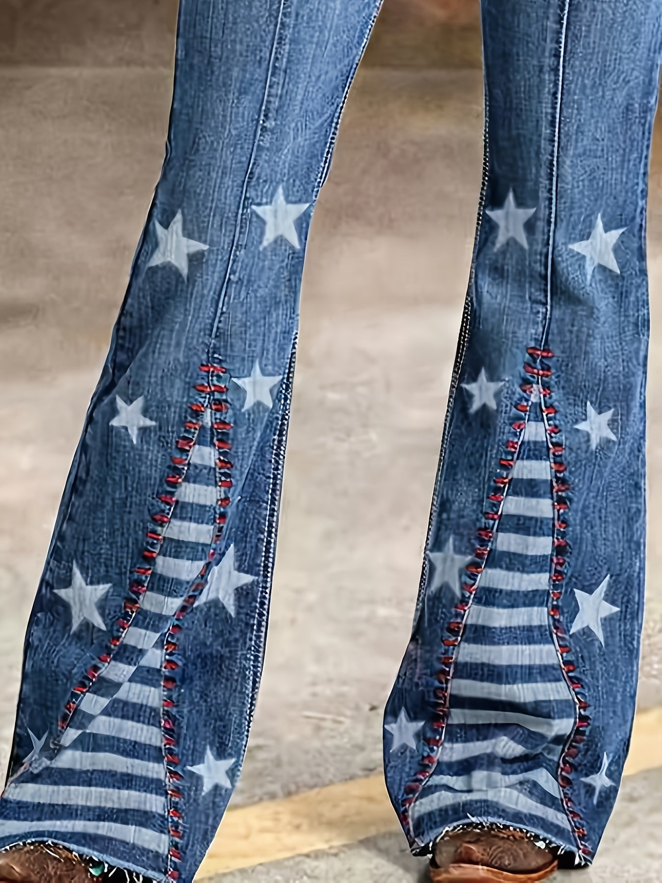 Women's Mid-Rise Skinny Jeans - Royal Blue Patchwork detail view