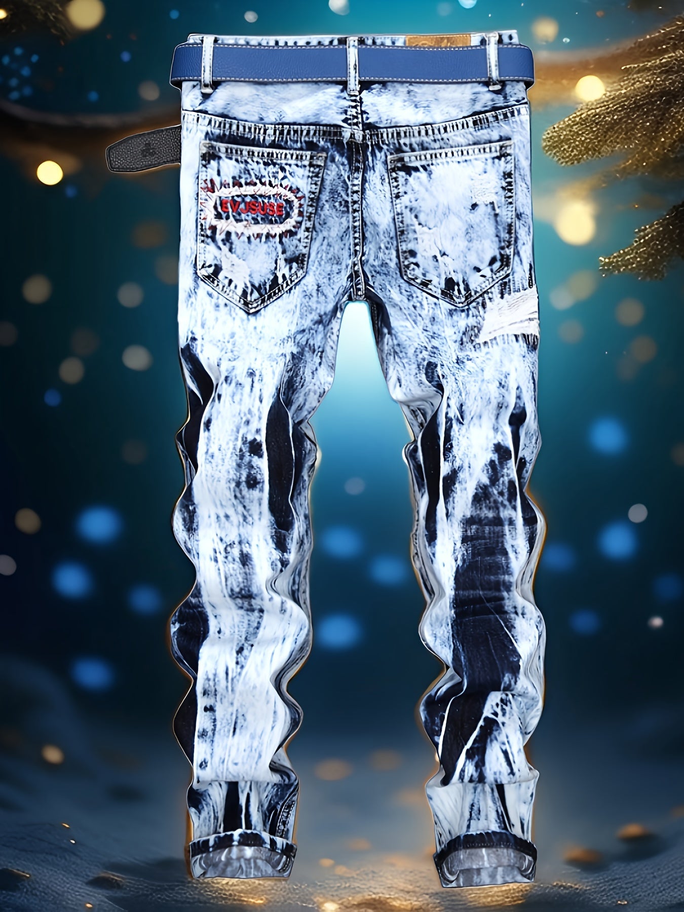 Women's Mid-Rise Straight Leg Jeans - Blue Distressed – view 2