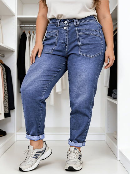 Women's Mid-Rise Straight Leg Jeans - Brown Pocket Detail – view 6