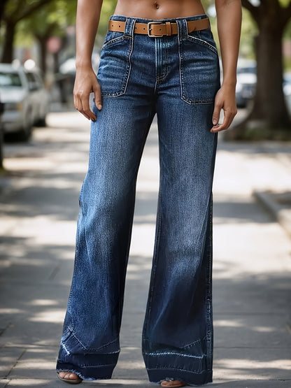 Women's Mid-Rise Straight Leg Jeans - Dark Blue detail view