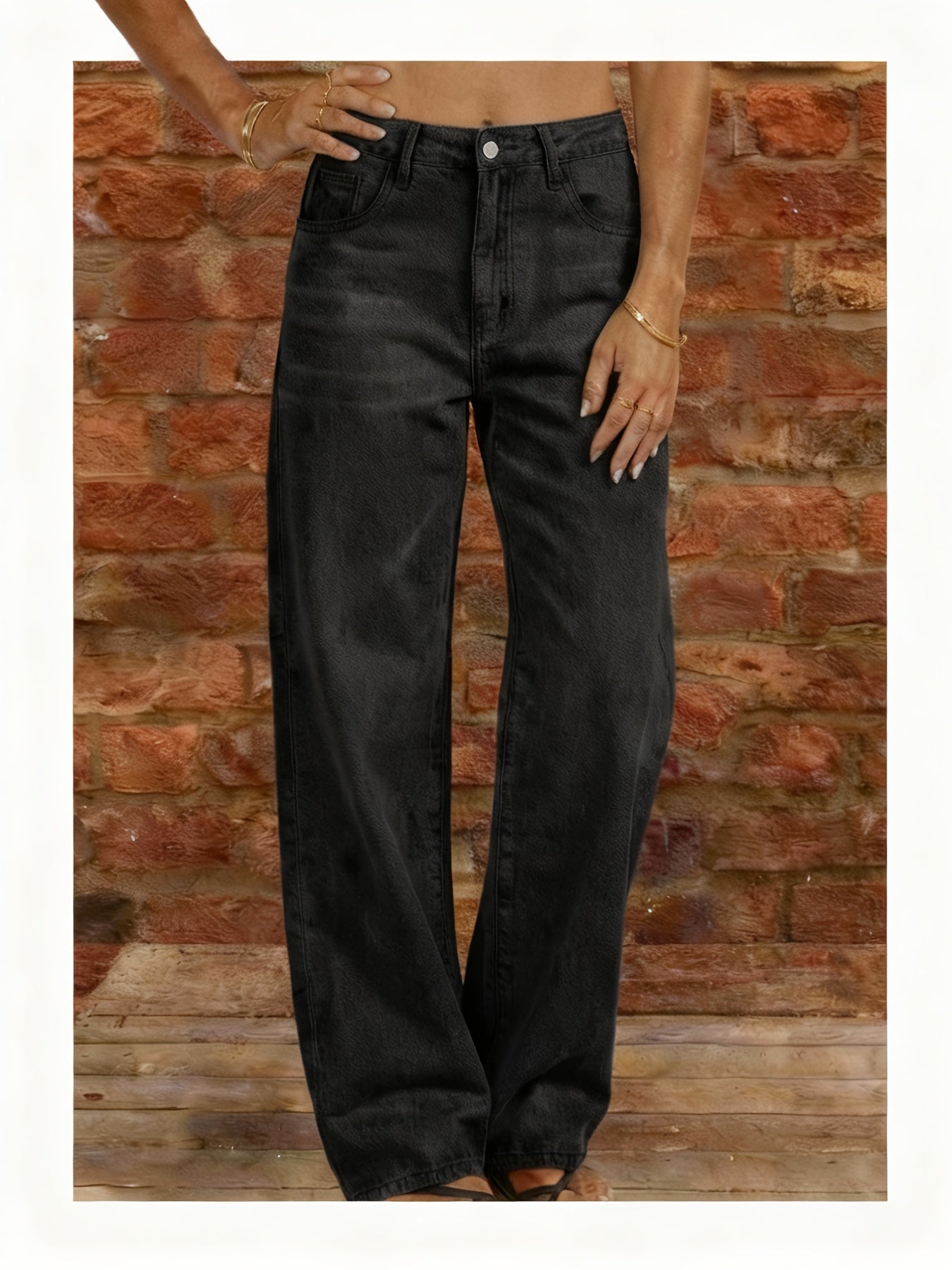 Women's Mid-Rise Straight Leg Jeans - Light Blue Distressed detail view
