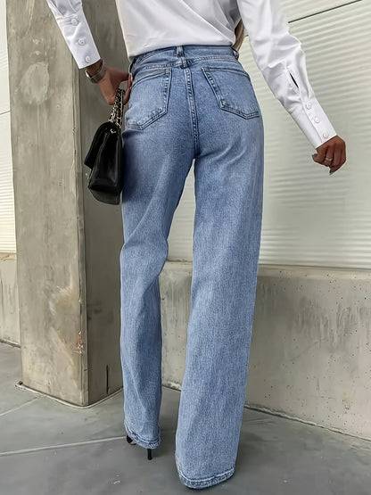 Women's Mid-Rise Straight Leg Jeans - Powder Blue detail view