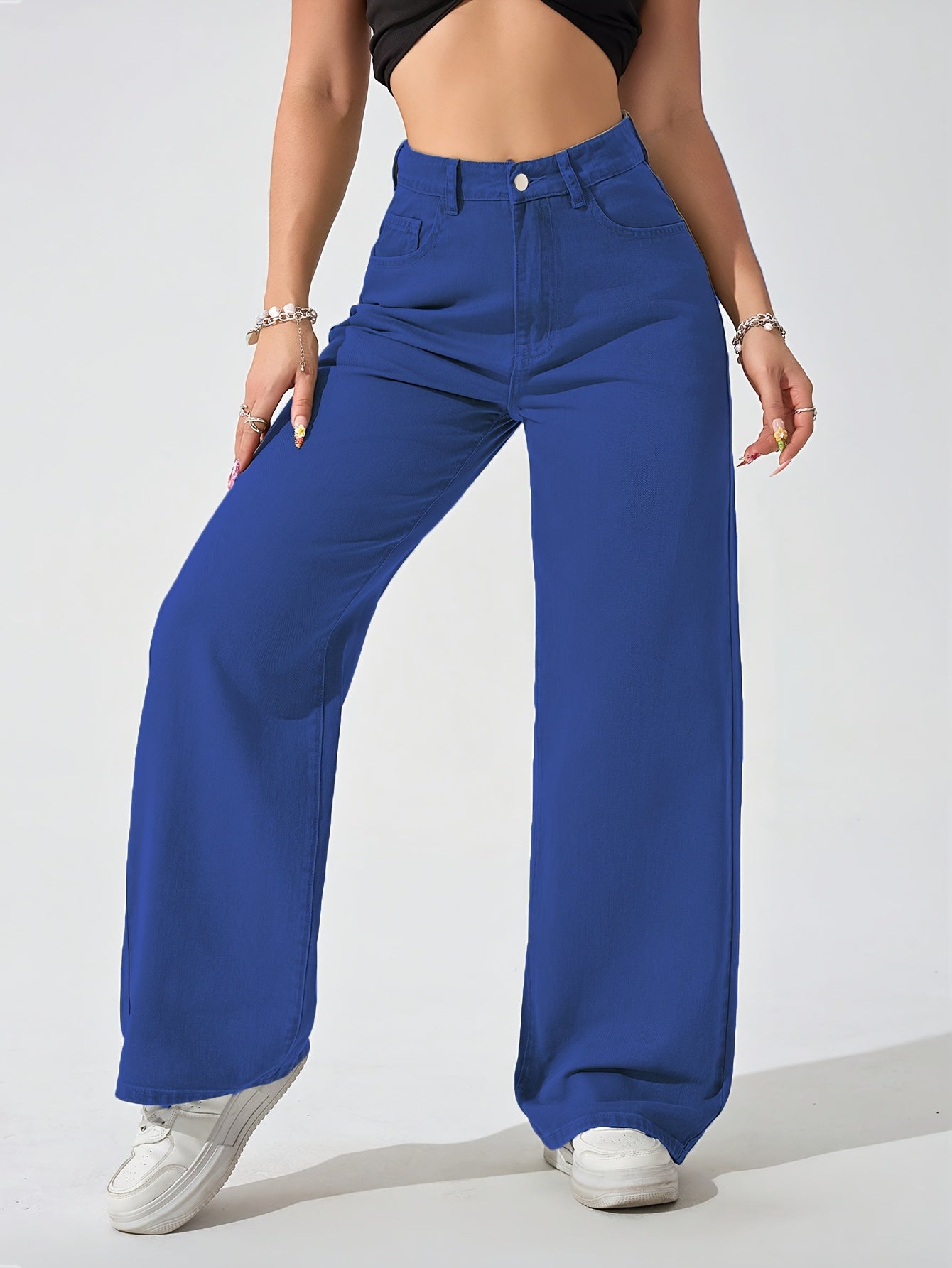 Women's Mid-Rise Wide Leg Jeans - Coffee Brown detail view