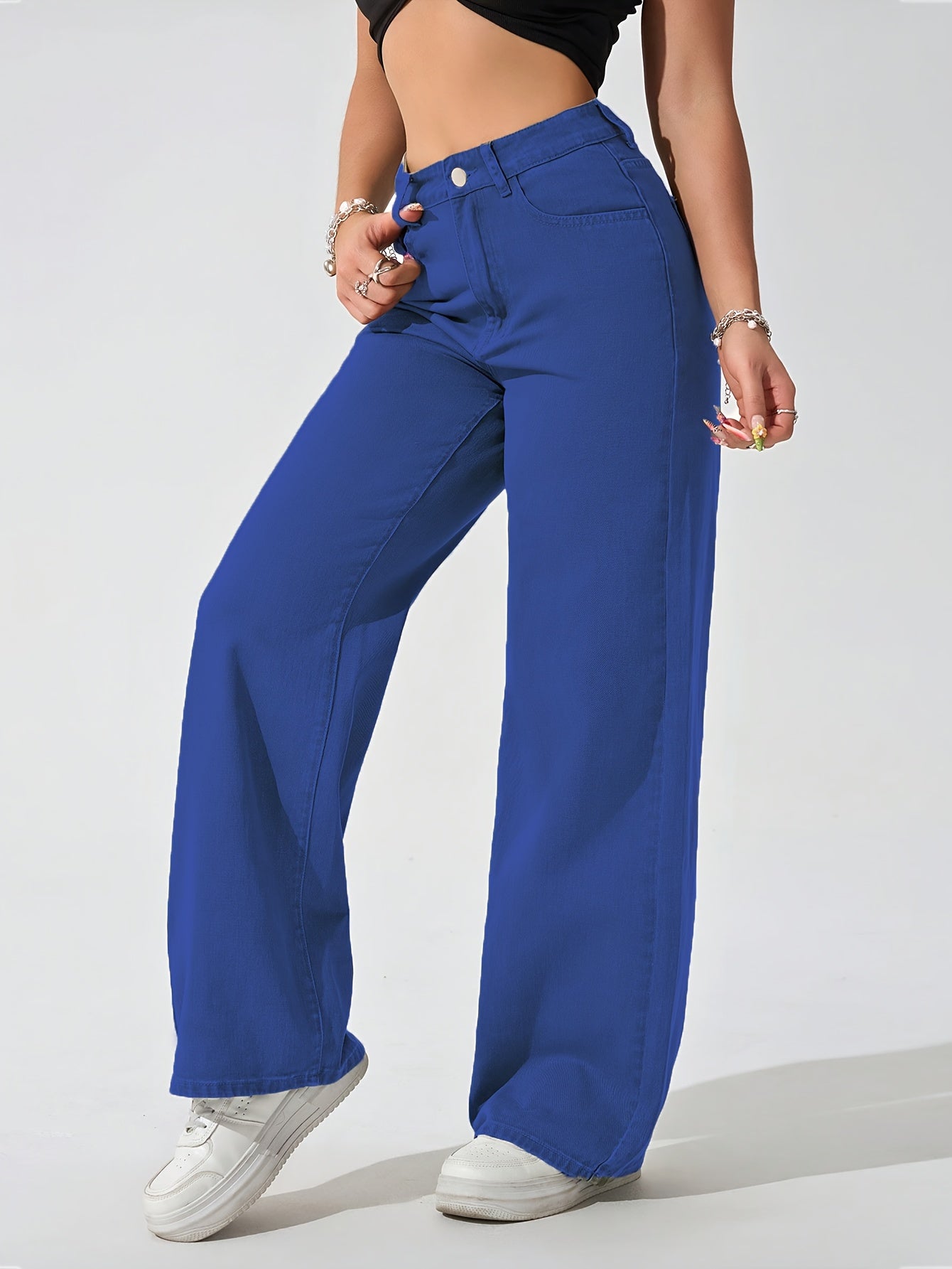 Women's Mid-Rise Wide Leg Jeans - Coffee Brown detail view