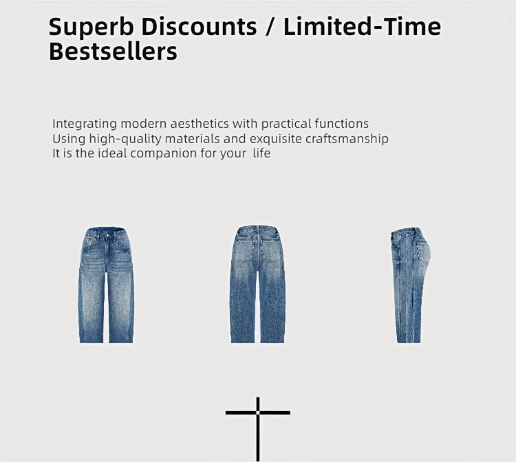 Women's Mid-Rise Wide Leg Jeans - Medium Blue Vintage Wash Stretch detail view