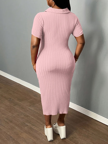 Women's Midi Bodycon Dress – Short Sleeve detail view