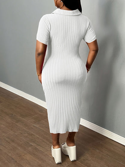 Women's Midi Bodycon Dress – Short Sleeve detail view