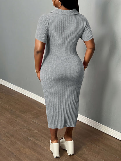 Women's Midi Bodycon Dress – Short Sleeve detail view