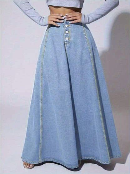 Women's Midi Denim Skirt - Button Front detail view