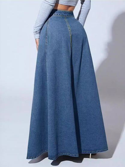 Women's Midi Denim Skirt - Button Front detail view