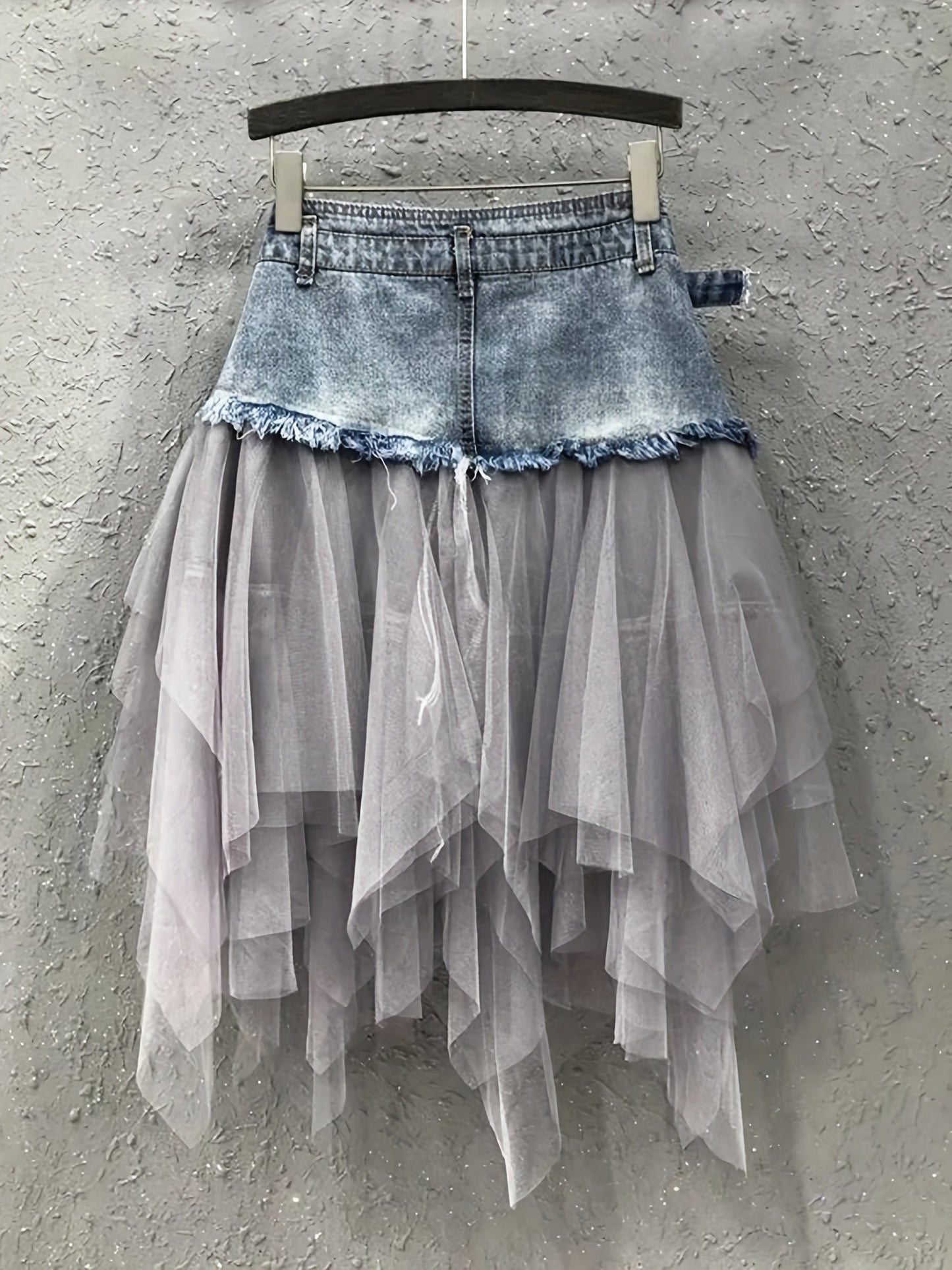 Women's Midi Denim Skirt - High-Waist Button Front Blue detail view