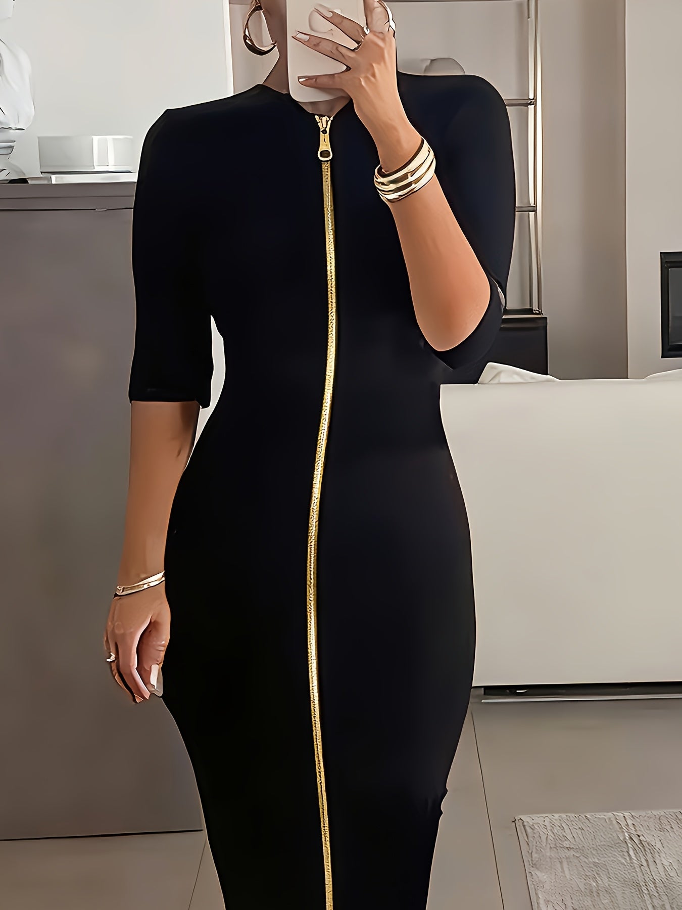 Women's Midi Dress - Short Sleeve detail view