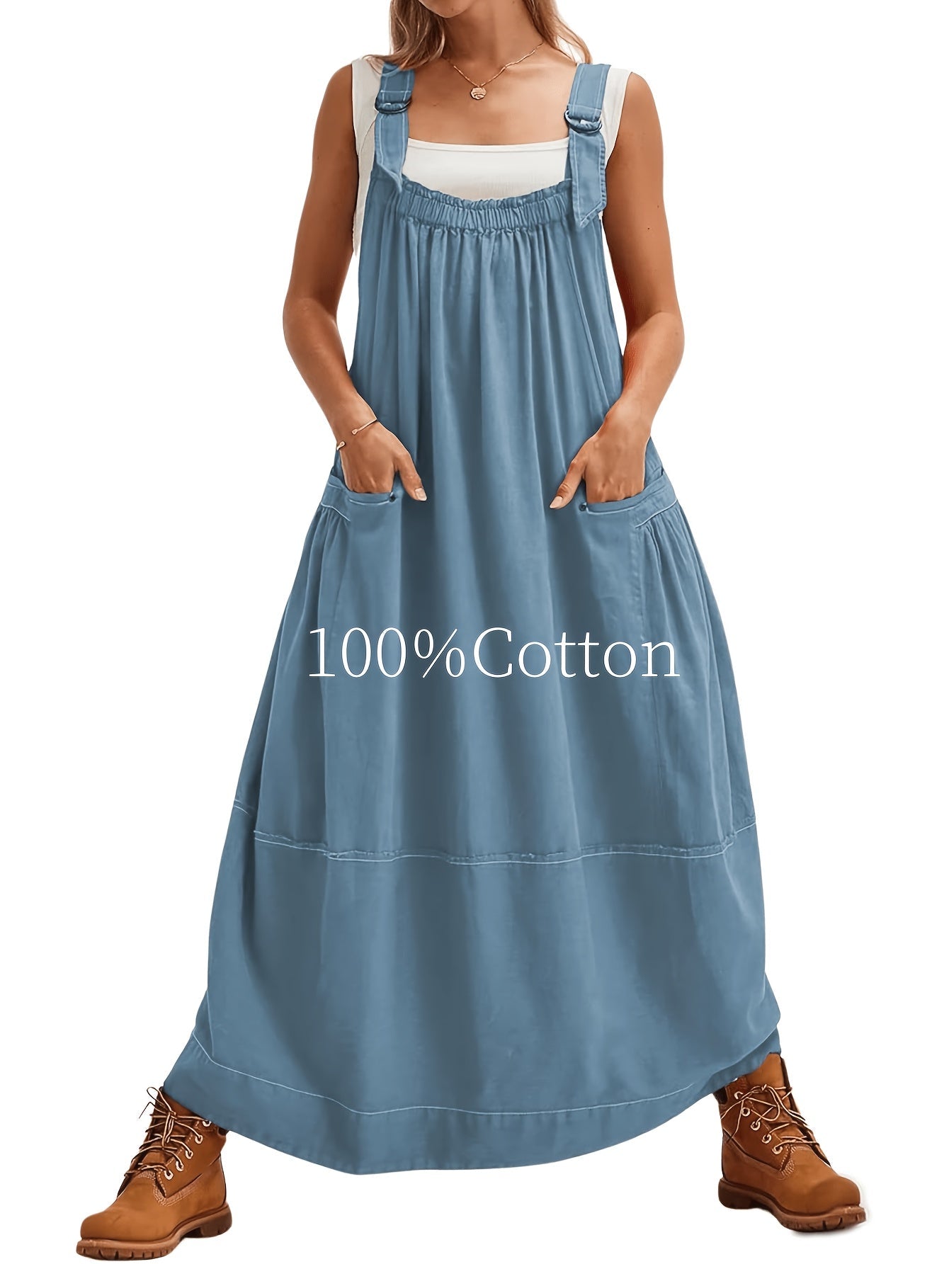 Women's Midi Dress - Solid Color detail view
