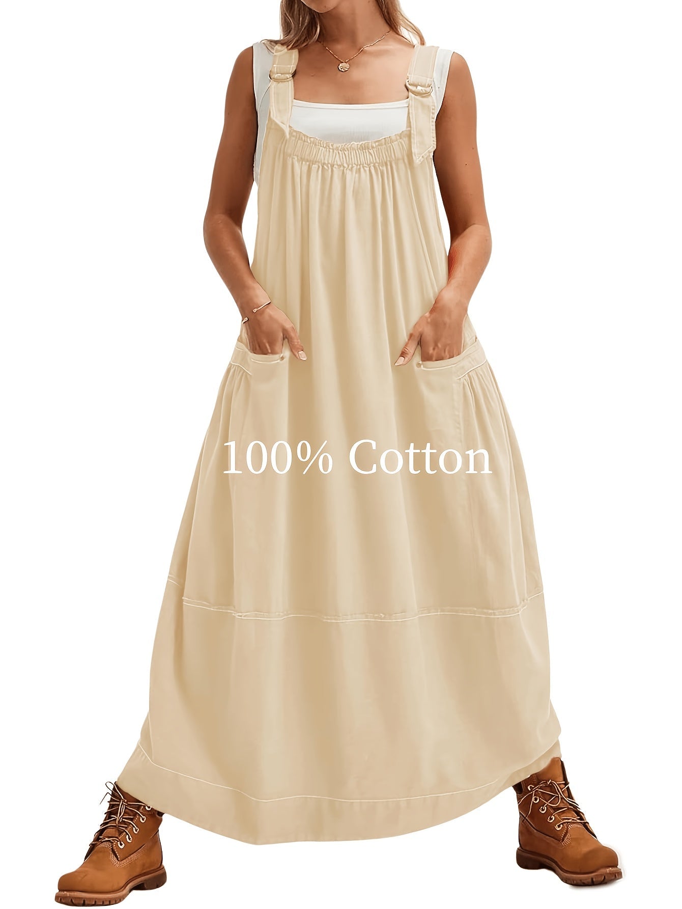 Women's Midi Dress - Solid Color detail view