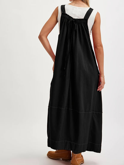 Women's Midi Dress - Solid Color detail view
