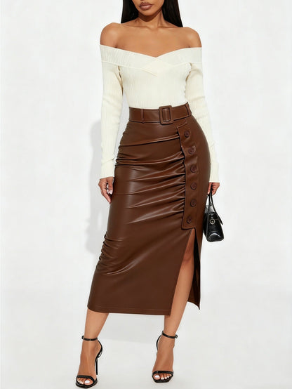 Women's Midi Pencil Skirt - High-Waist detail view